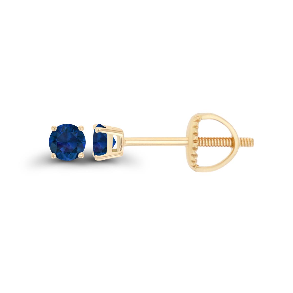 Sterling Silver Yellow 3mm Rd Created Blue Sapphire Stud Screwback Earring