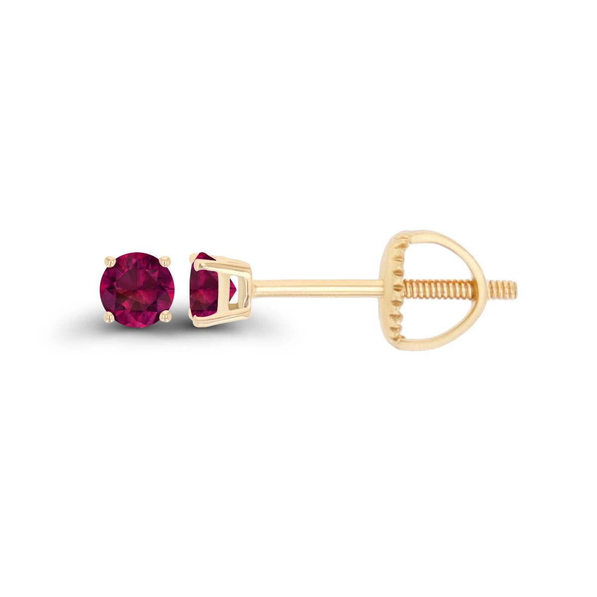 Sterling Silver Yellow 3mm Rd Created Ruby Stud Screwback Earring