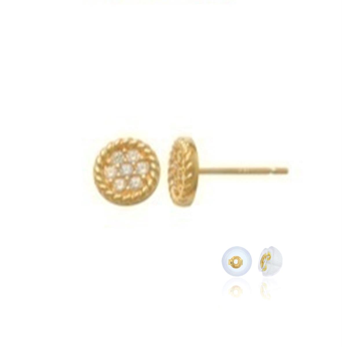 10K Yellow  Gold Diamondcut Stud Earring with Silicone Back