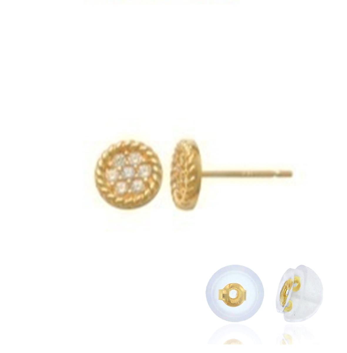 14K Yellow  Gold Diamondcut Stud Earring with Silicone Back