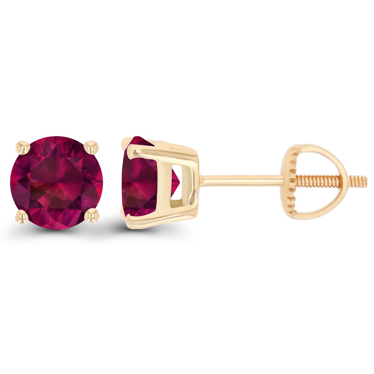 Sterling Silver Yellow 6mm Rd Created Ruby Stud Screwback Earring