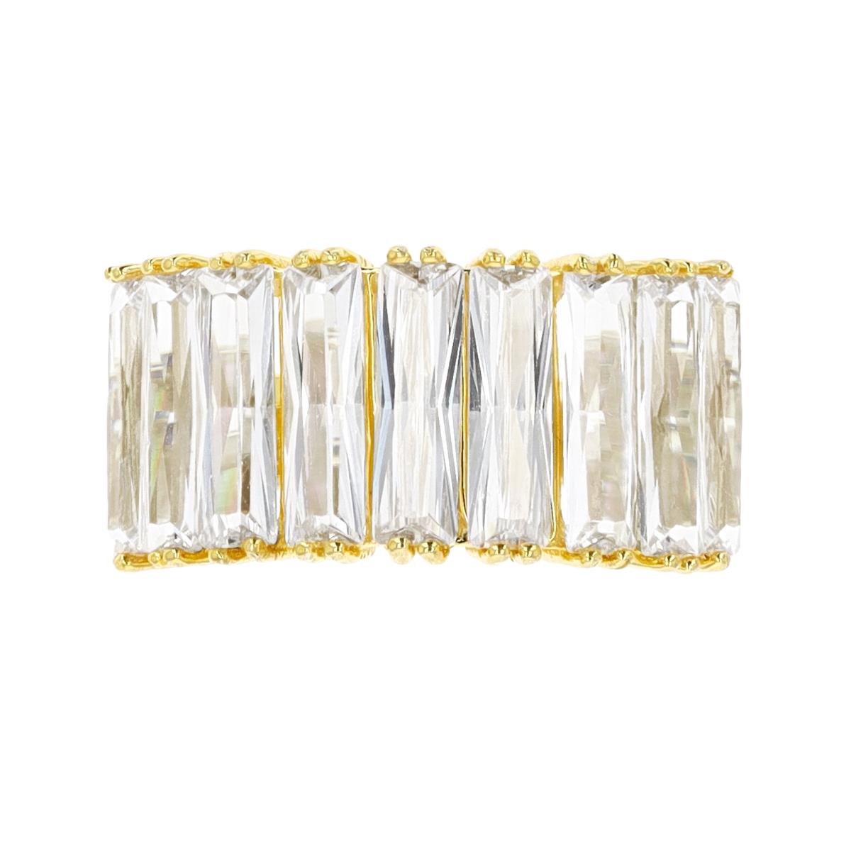 Sterling Silver Yellow 1 Micron Emerald White CZ Fashion  Ring