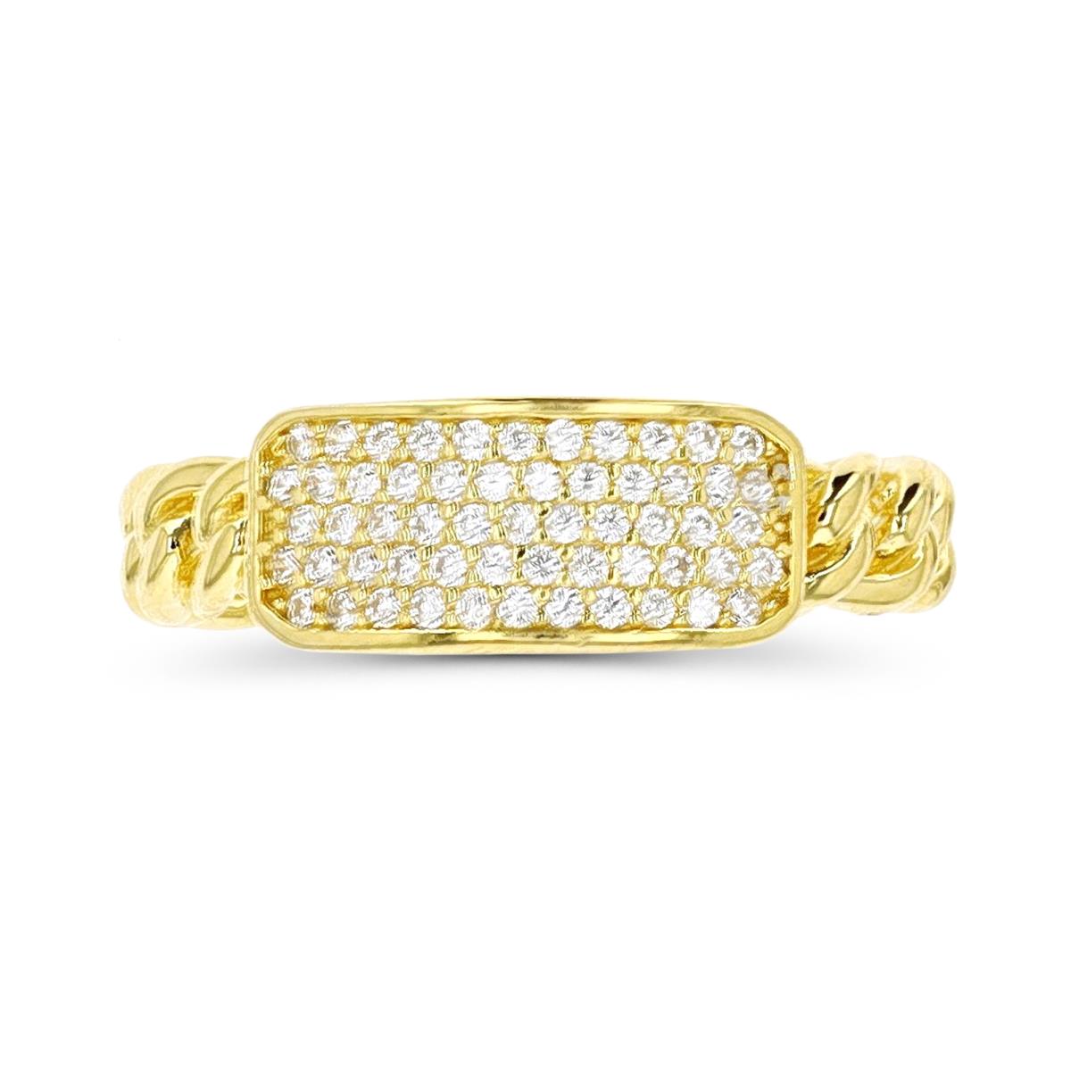 Sterling Silver Yellow Pave White CZ Chain 13.5x6.2mm  Fashion Ring