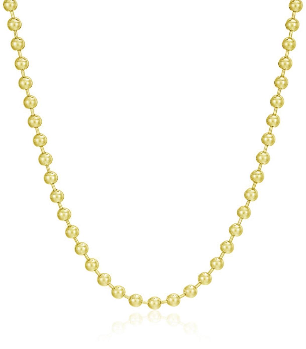 Sterling Silver Yellow 1-Mic Polished 4.00mm 16" Ball Chain