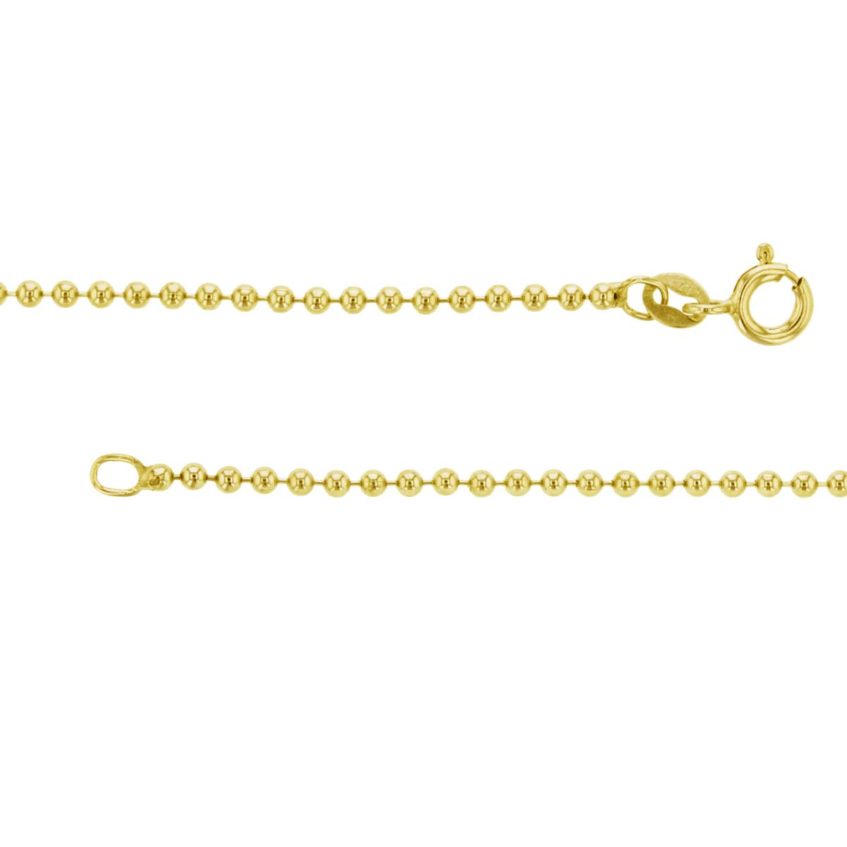 Sterling Silver Yellow 1 Micron 2.00mm 16" Ball Rhodium Plated Chain