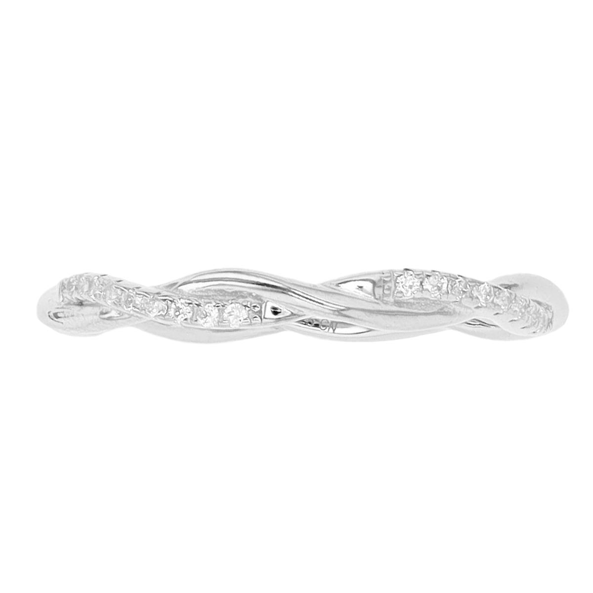 Sterling Silver Rhodium 2mm Polished Twisted White CZ  Eternity Ring