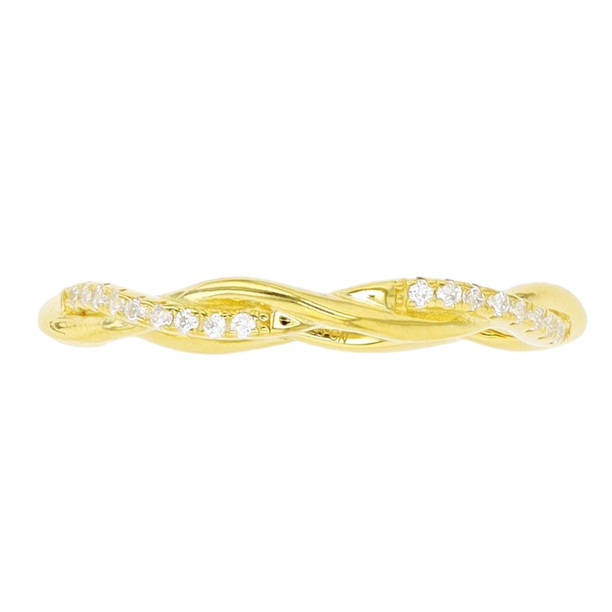 Sterling Silver Yellow  2mm Polished Twisted White CZ  Eternity Ring