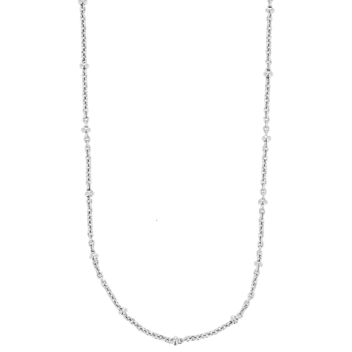 Sterling Silver Rhodium 2mm Beads Station 16" Chain
