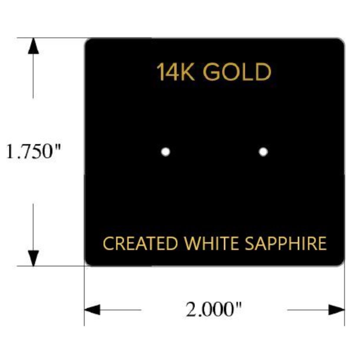 14K Gold 2.00x1.75" Black Single Stud Card (Created White Sapphire)