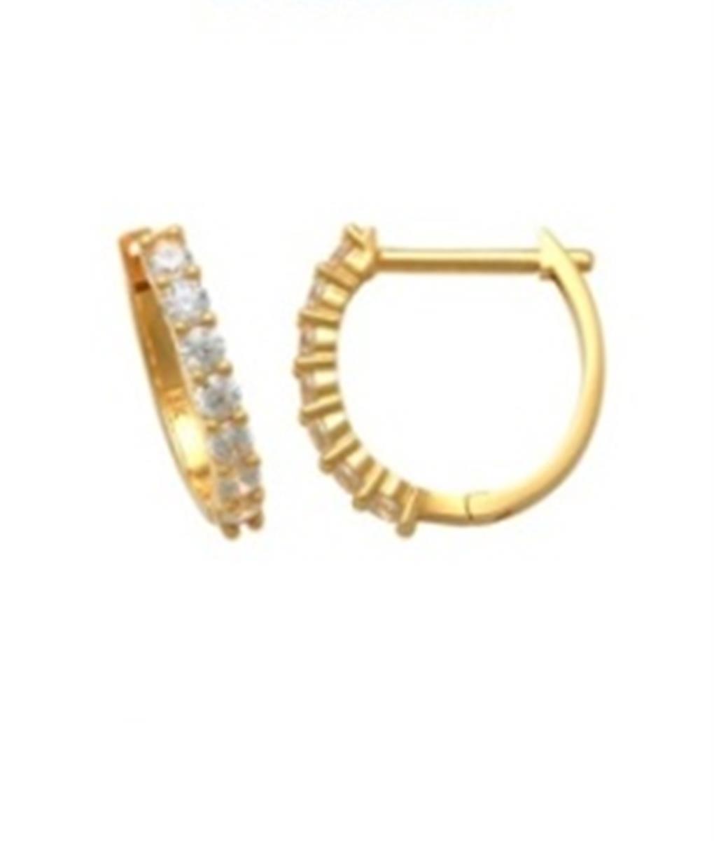 10K Yellow Gold 2mm Rd CZ Huggie Earring