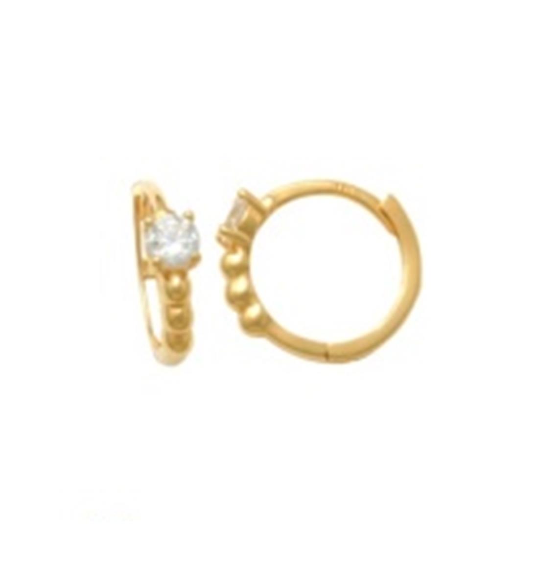 14K Yellow Gold 3.5mm Rd CZ Bubble Huggie Earring