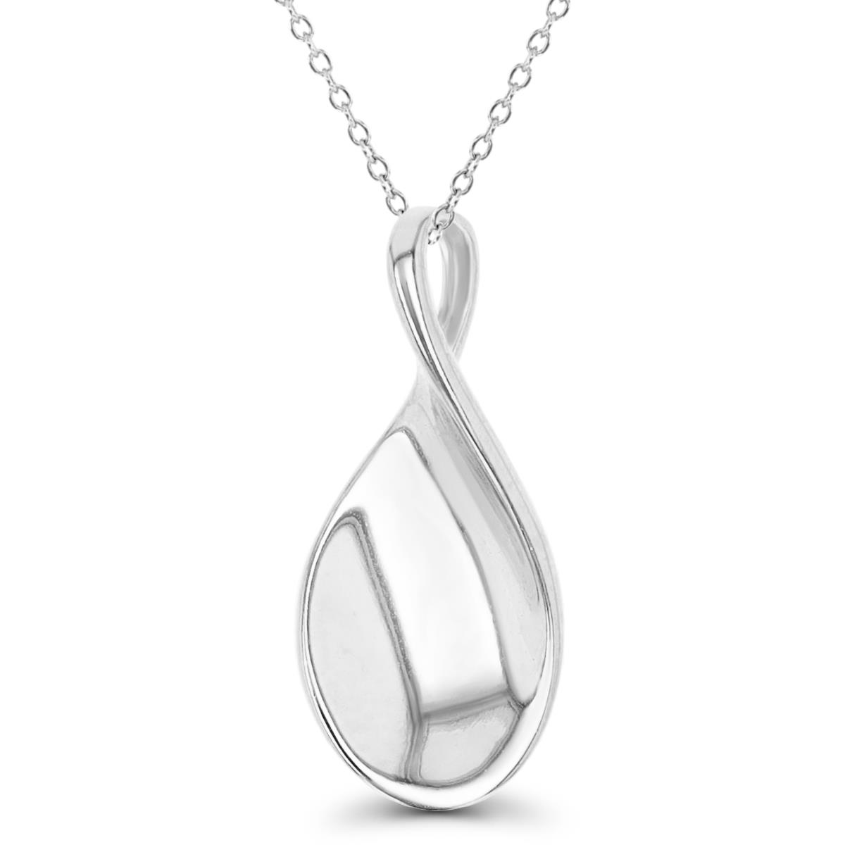Sterling Silver Rhodium 20X10mm Polished Twisted 18" Necklace
