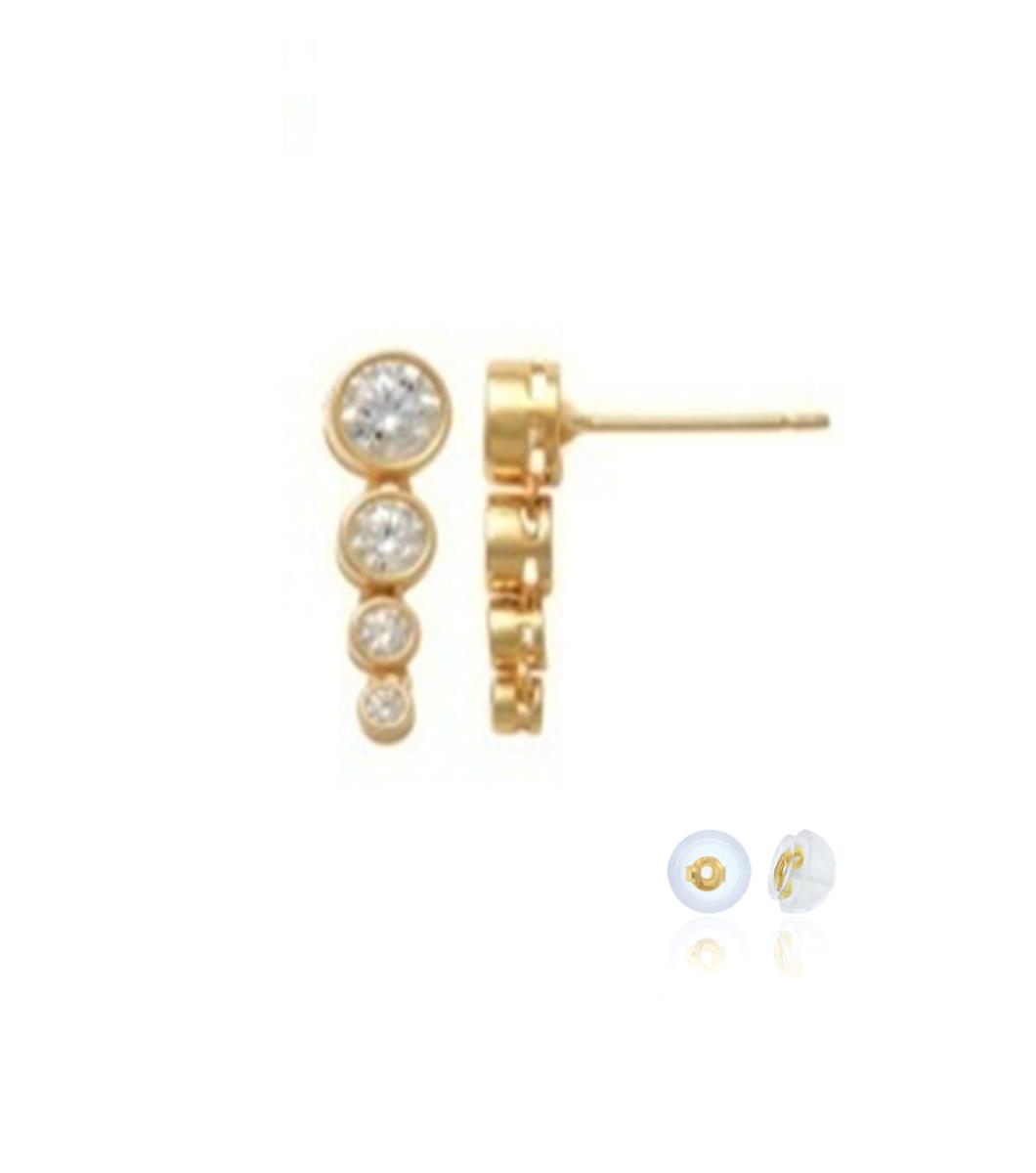 14K Yellow Gold Graduated Bezel Dangling Earring with Silicone Back