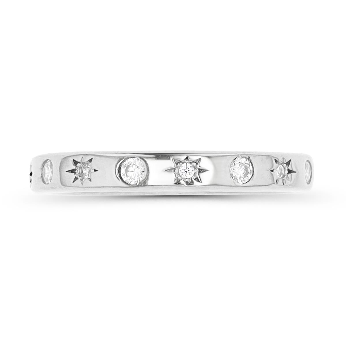 Sterling Silver Rhodium Polished White CZ 2.8mm Eternity Ring