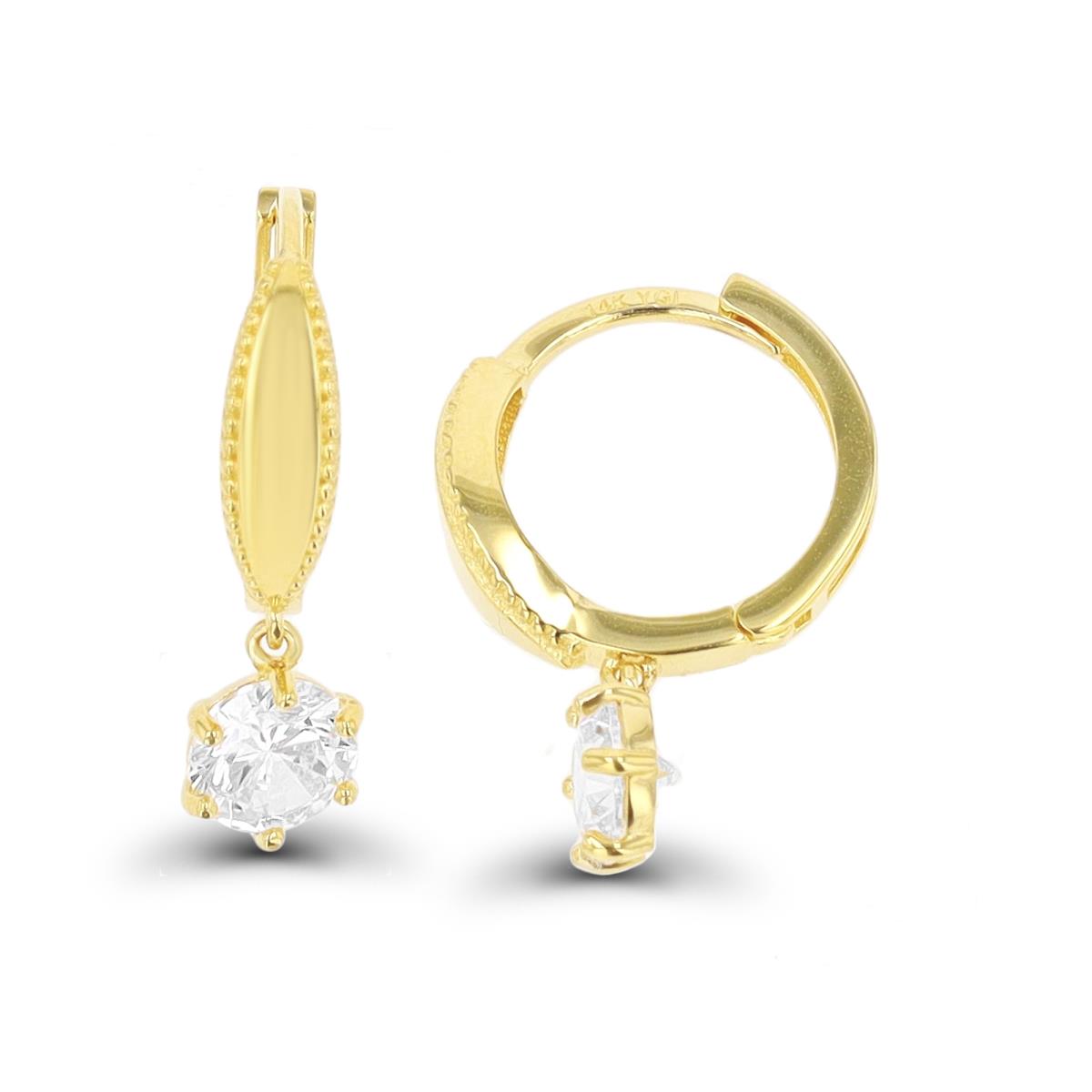 14K Yellow Gold Dangling 5mm Rd CZ Huggie Earring