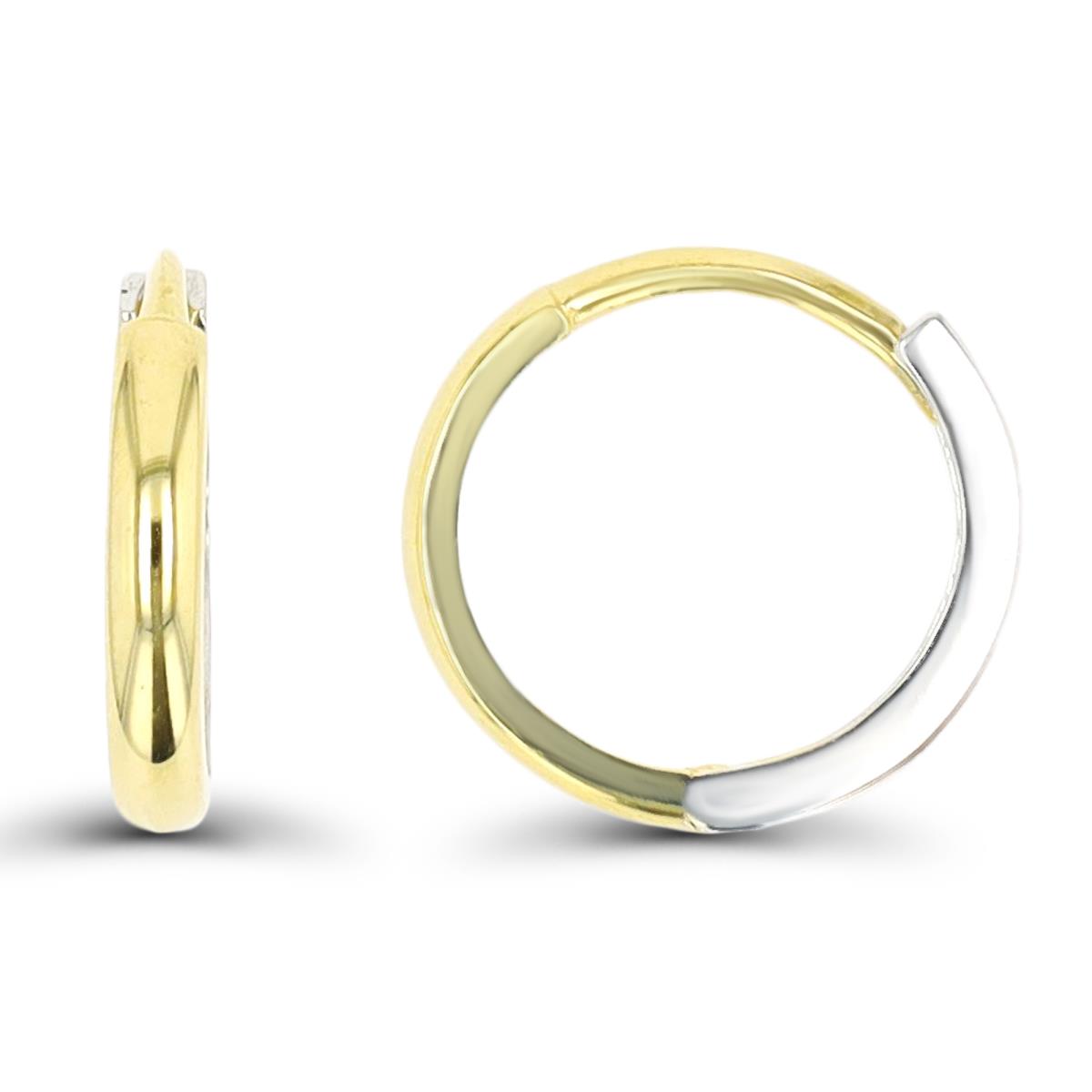 14K Two-Tone Gold 12x2mm Polished Huggie Earring