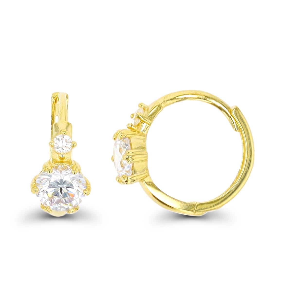 10K Yellow Gold 5mm Rd CZ Huggie Earring