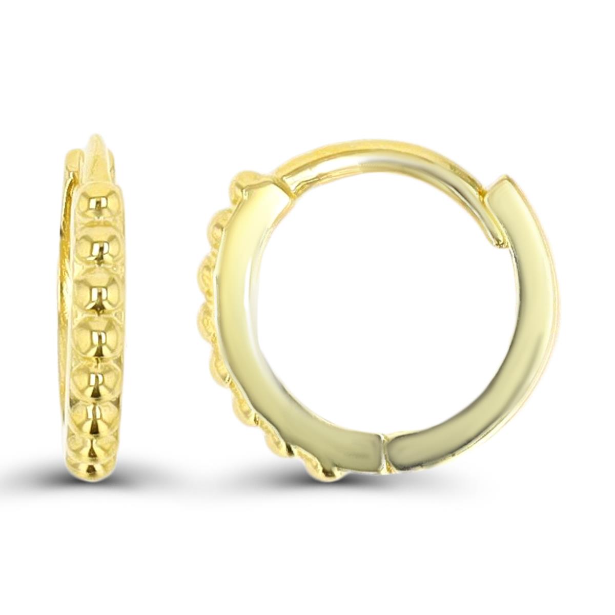 10K Yellow Gold 10x1.65mm Bubble Baby Huggie Earring