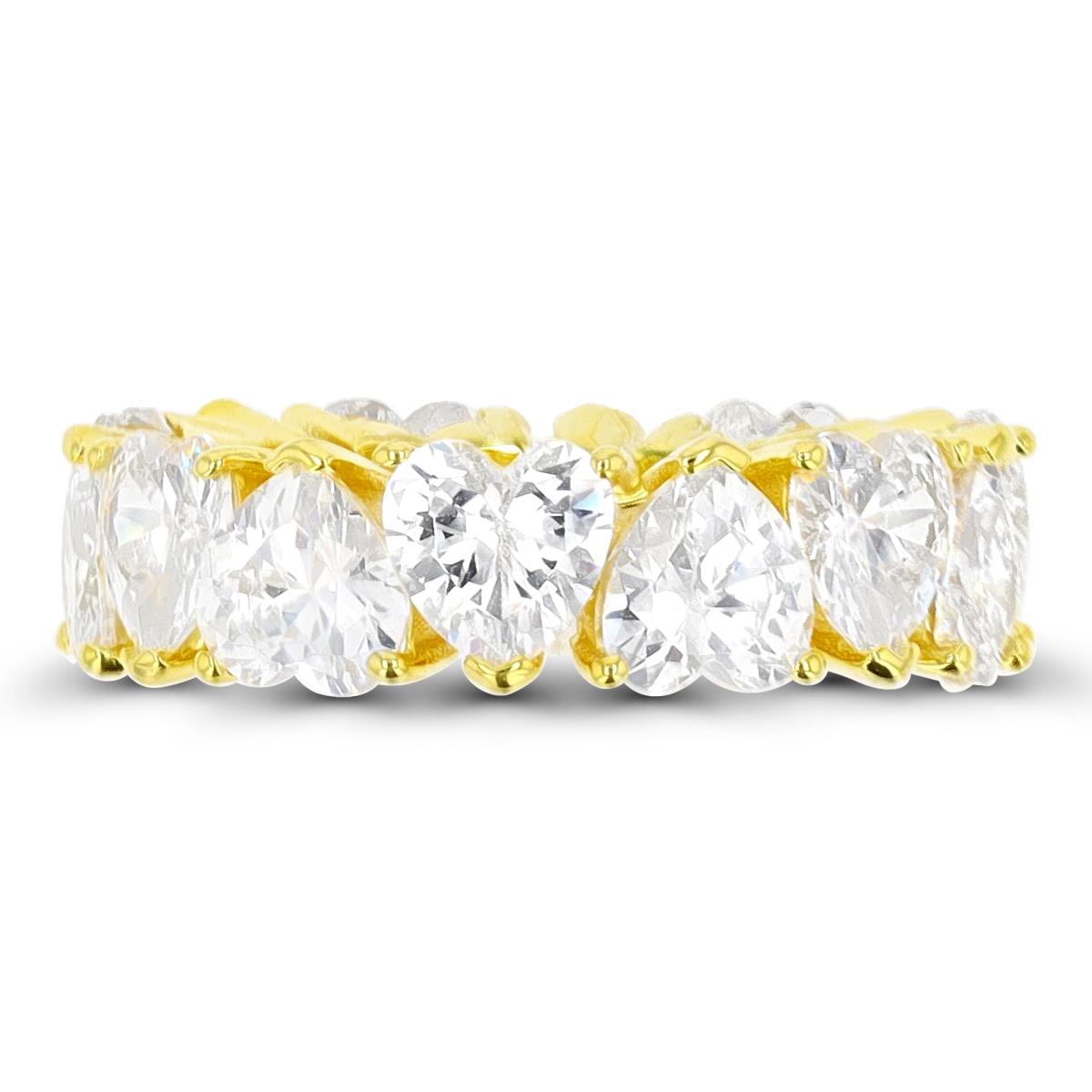 Sterling Silver Yellow 6.4mm Heart White CZ  Eternity  Ring
