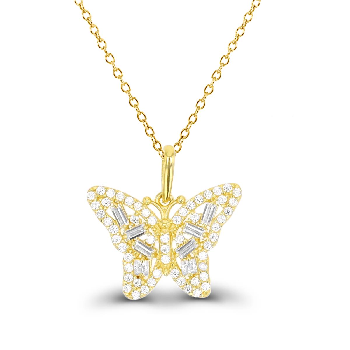 14K Yellow 15x15mm Gold Butterfly 18" Necklace