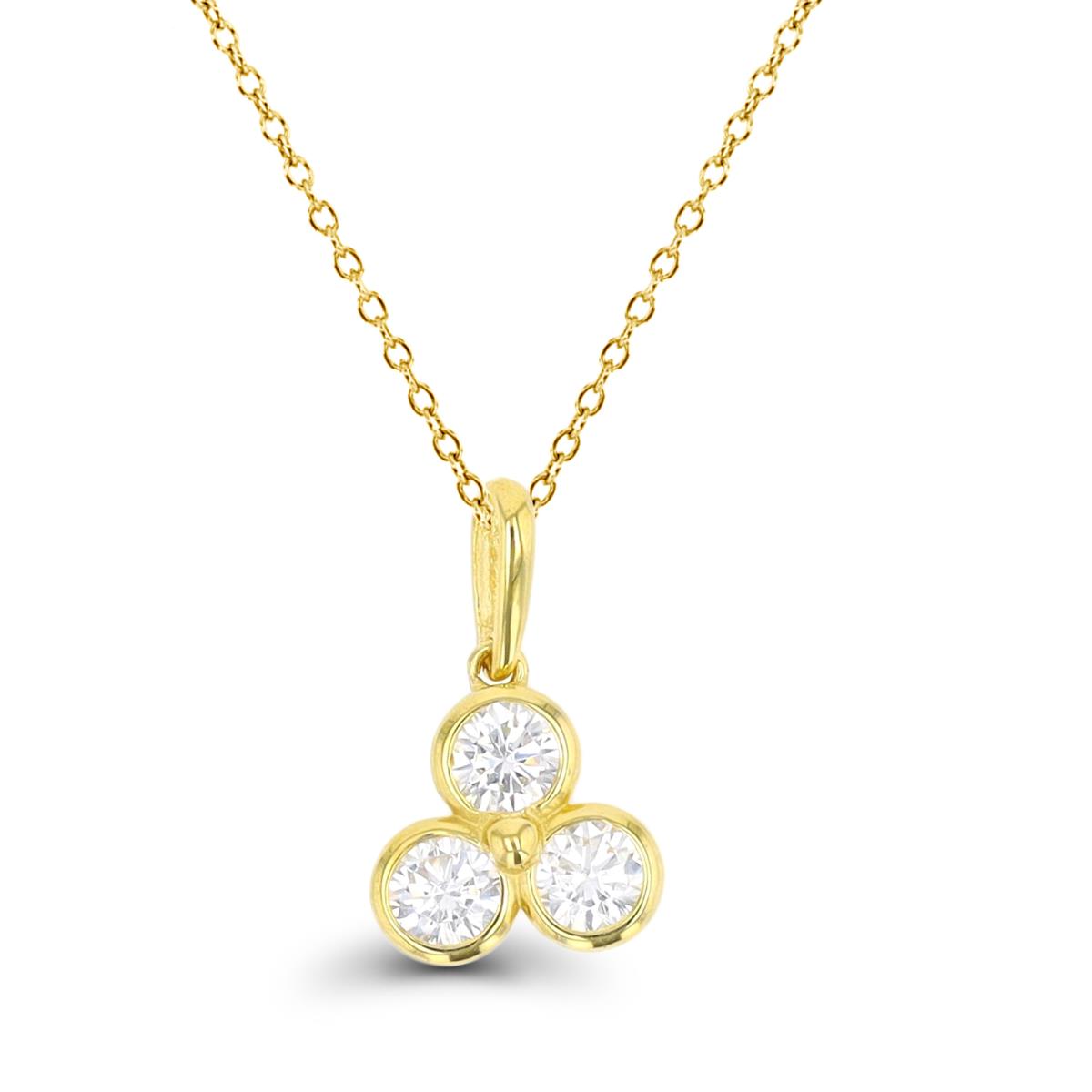 10K Yellow Gold Triple Bezel 18" Necklace