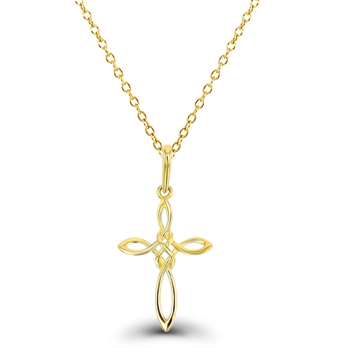 14K Yellow Gold Knot Cross 18" Necklace