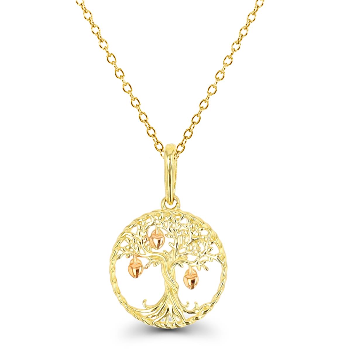 14K Two-Tone Gold Textured Tree Of Life 18" Necklace