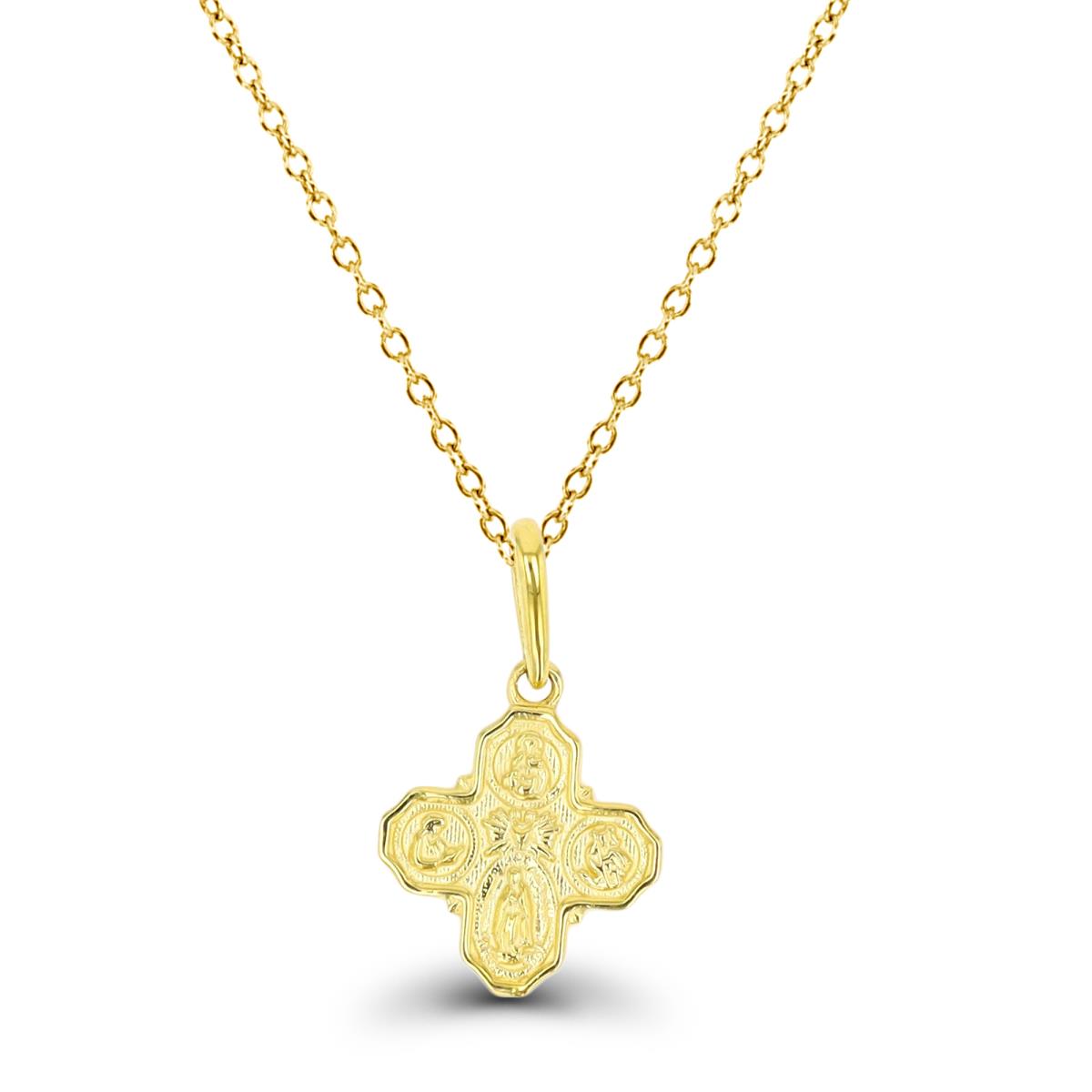 14K Yellow Gold 4 Way Cross 18" Necklace