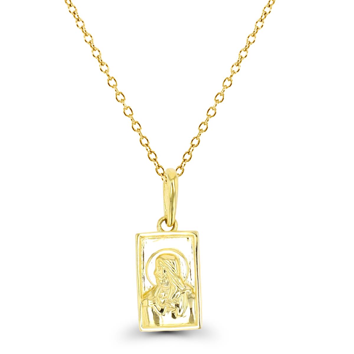 10K Yellow Gold Jesus Medal 18" Necklace