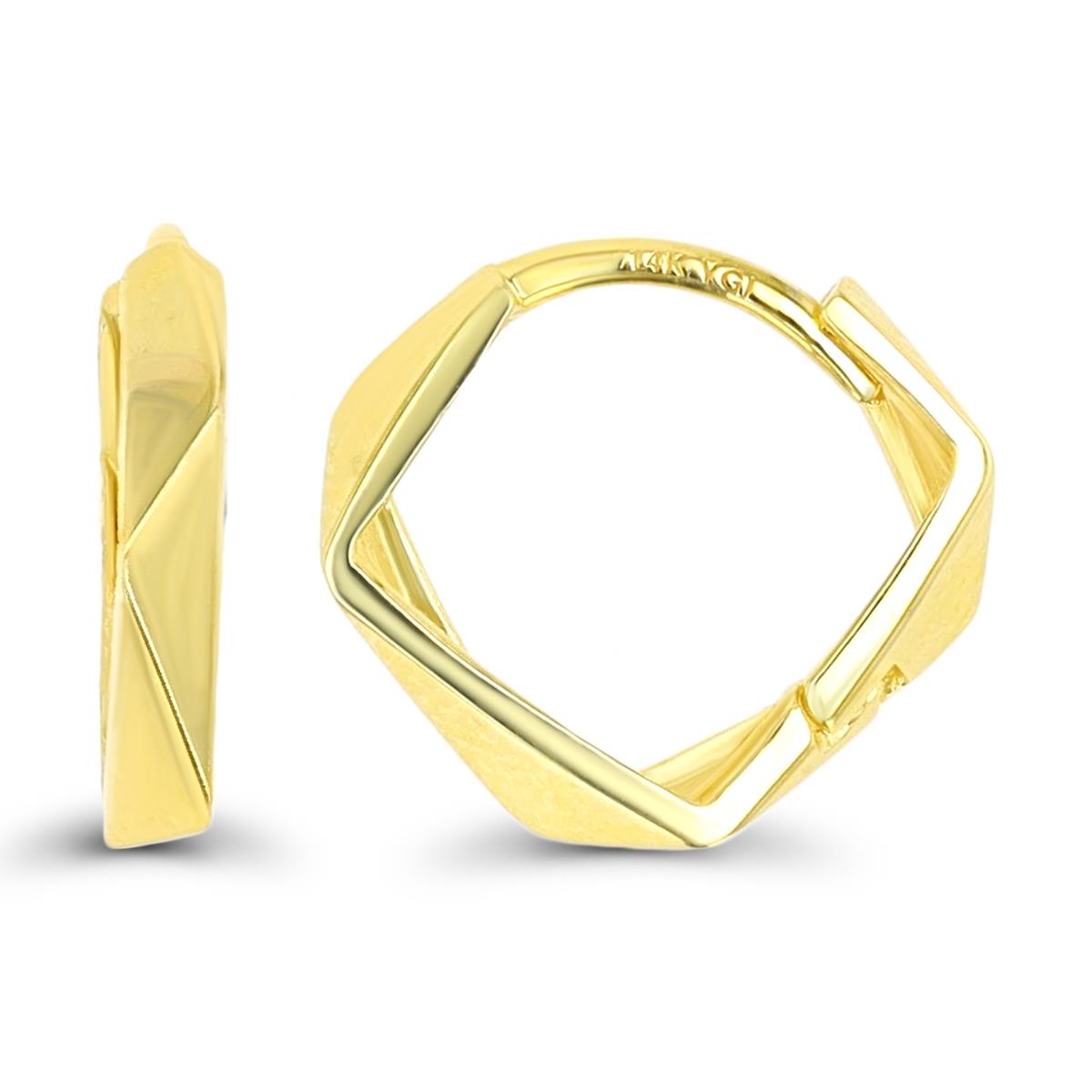 10K Yellow Gold 12x2mm Diamond Cut Huggie Earring