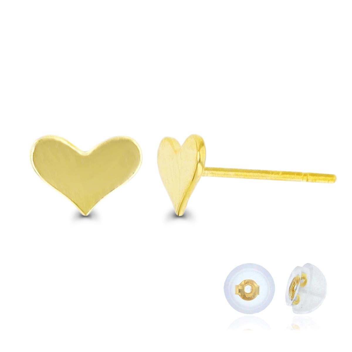 10K Yellow Gold Polished Heart 6.5x4mm Stud Earring Silicone Back
