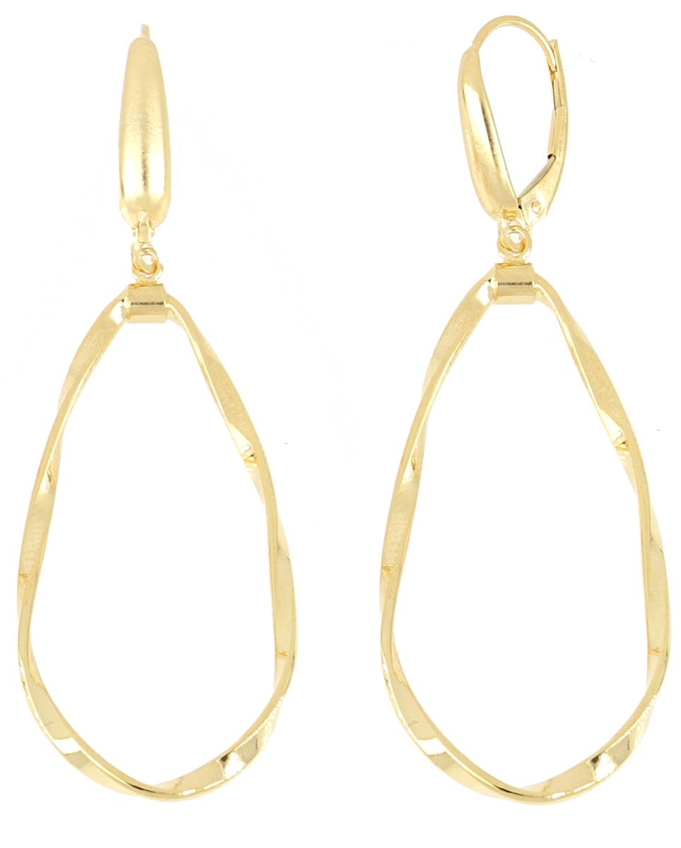 10K Yellow Gold Lever Back Twisted Polished Hoop Earring