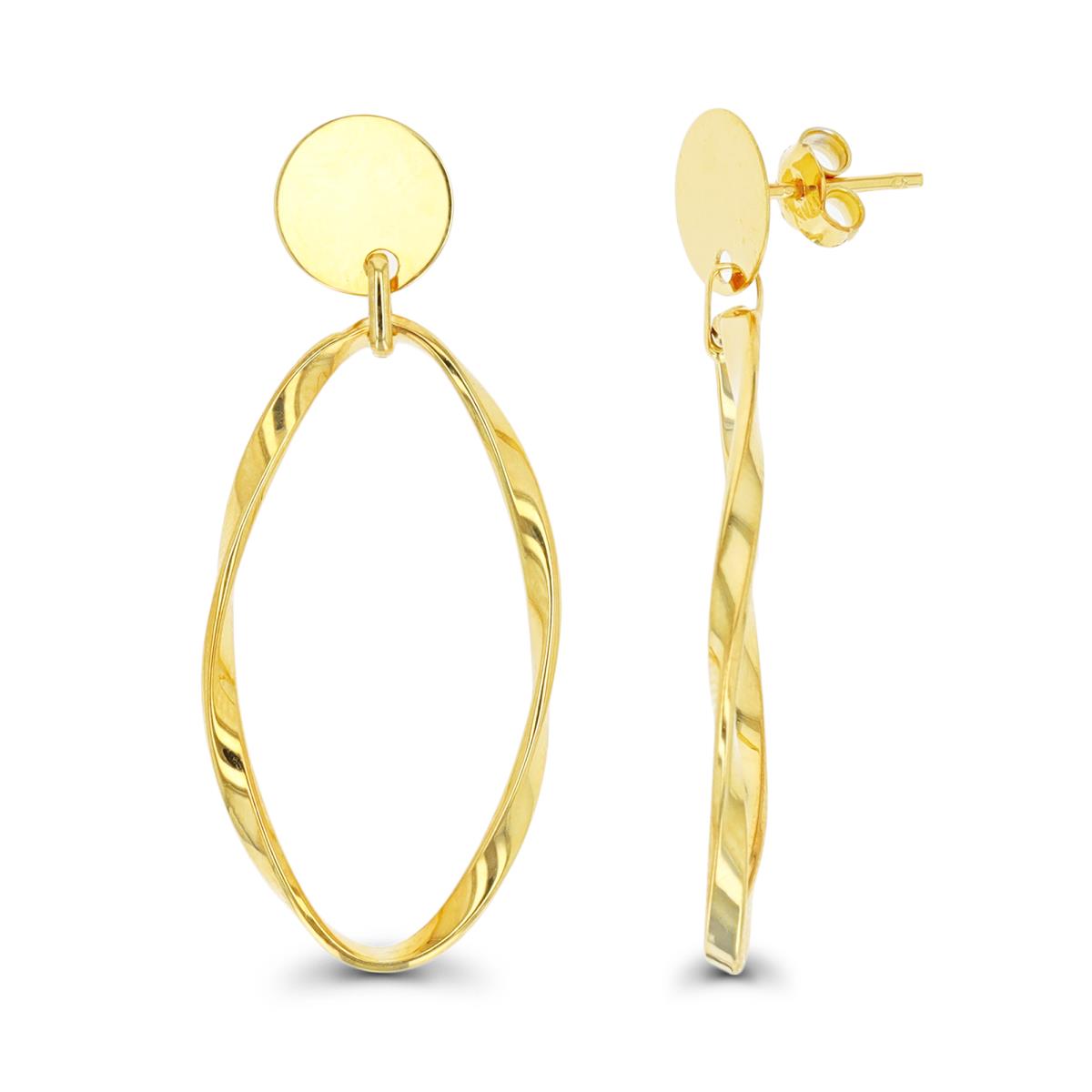 10K Yellow Gold Polished Hoop Dangling Earring
