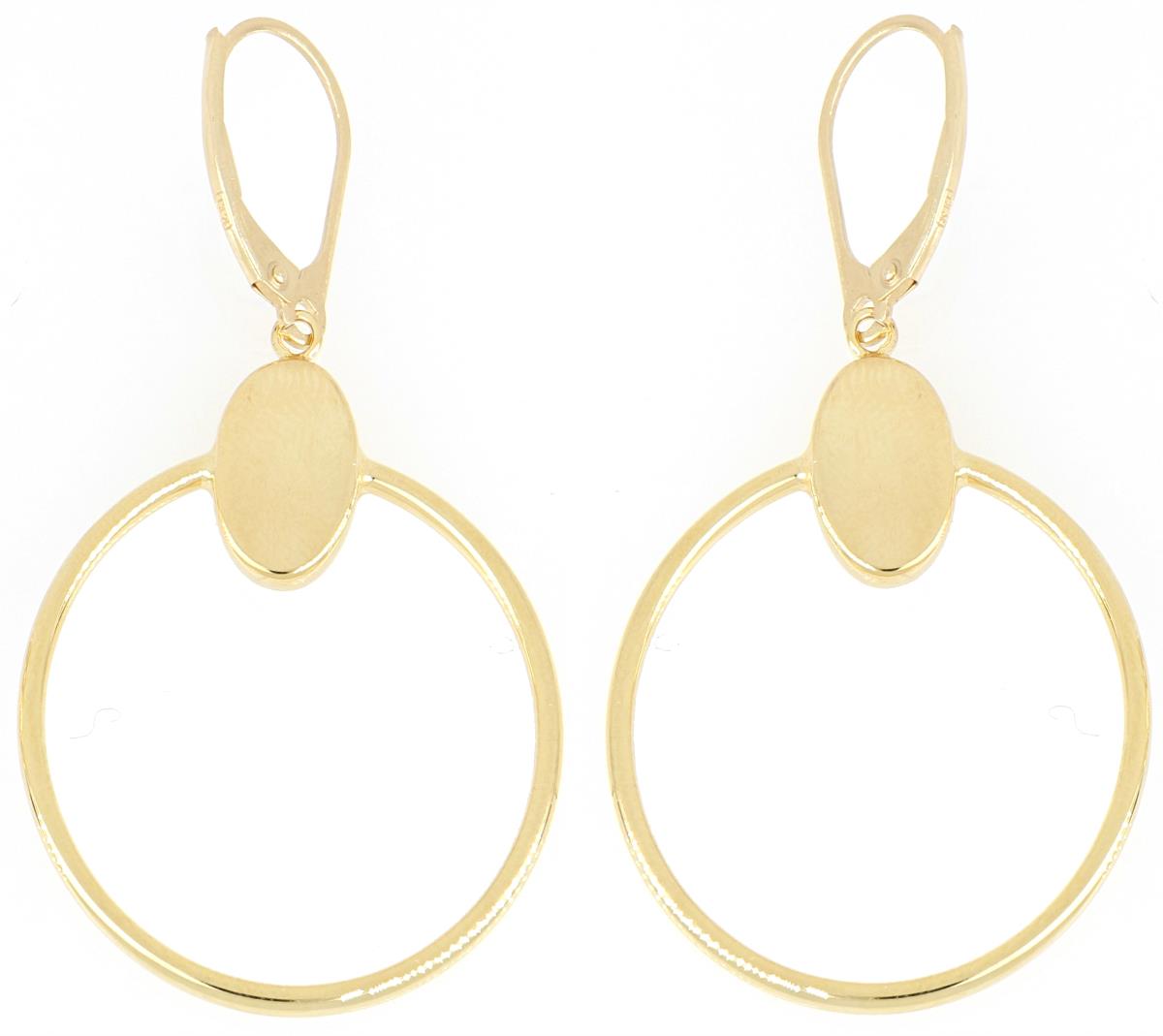 14K Yellow Gold Lever Back Polished Dangling Earring