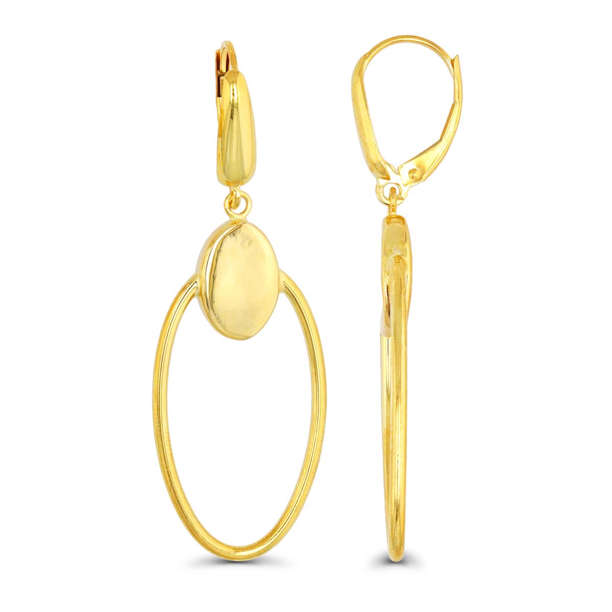 10K Yellow Gold Lever Back Polished Hoop Dangling Earring