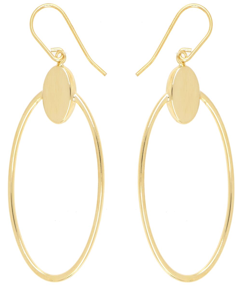 14K Yellow Gold Fish Hook Polished Hoop  Dangling Earring