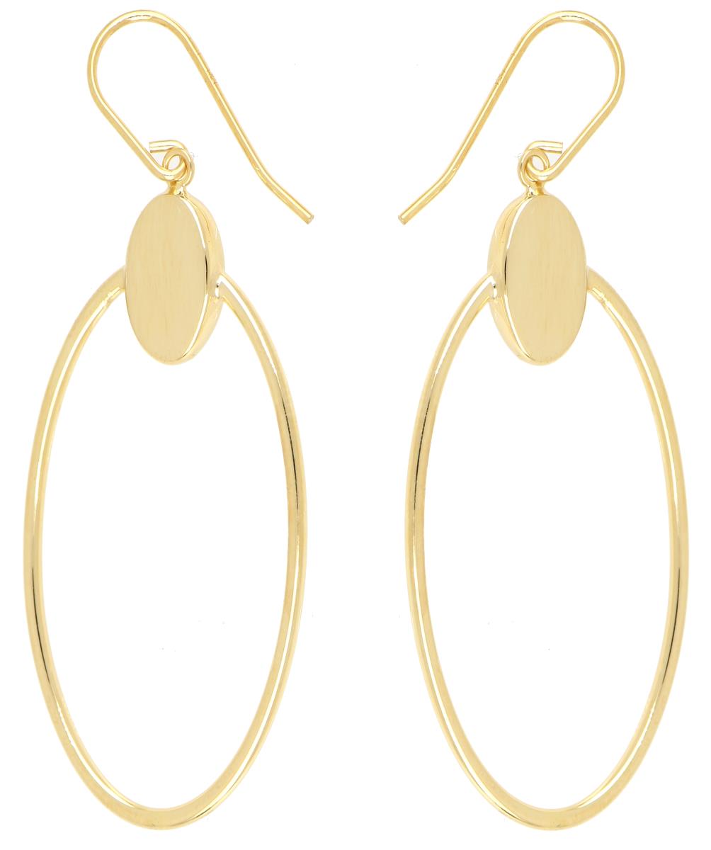 14K Yellow Gold Fish Hook Polished Hoop  Dangling Earring