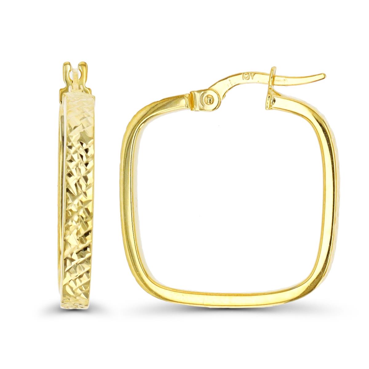 10K Yellow Gold Diamond Cut Squared Hoop Earring