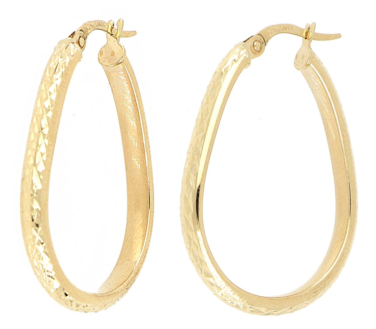 10K Yellow Gold Textured Snap Bar Hoop Earring