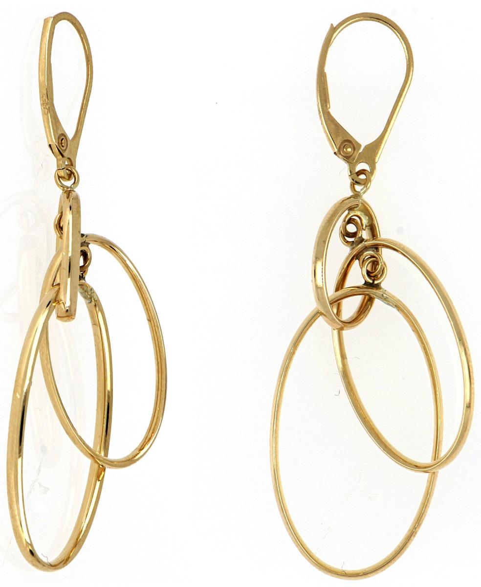 10K Yellow Gold Hoops Dangling Earring