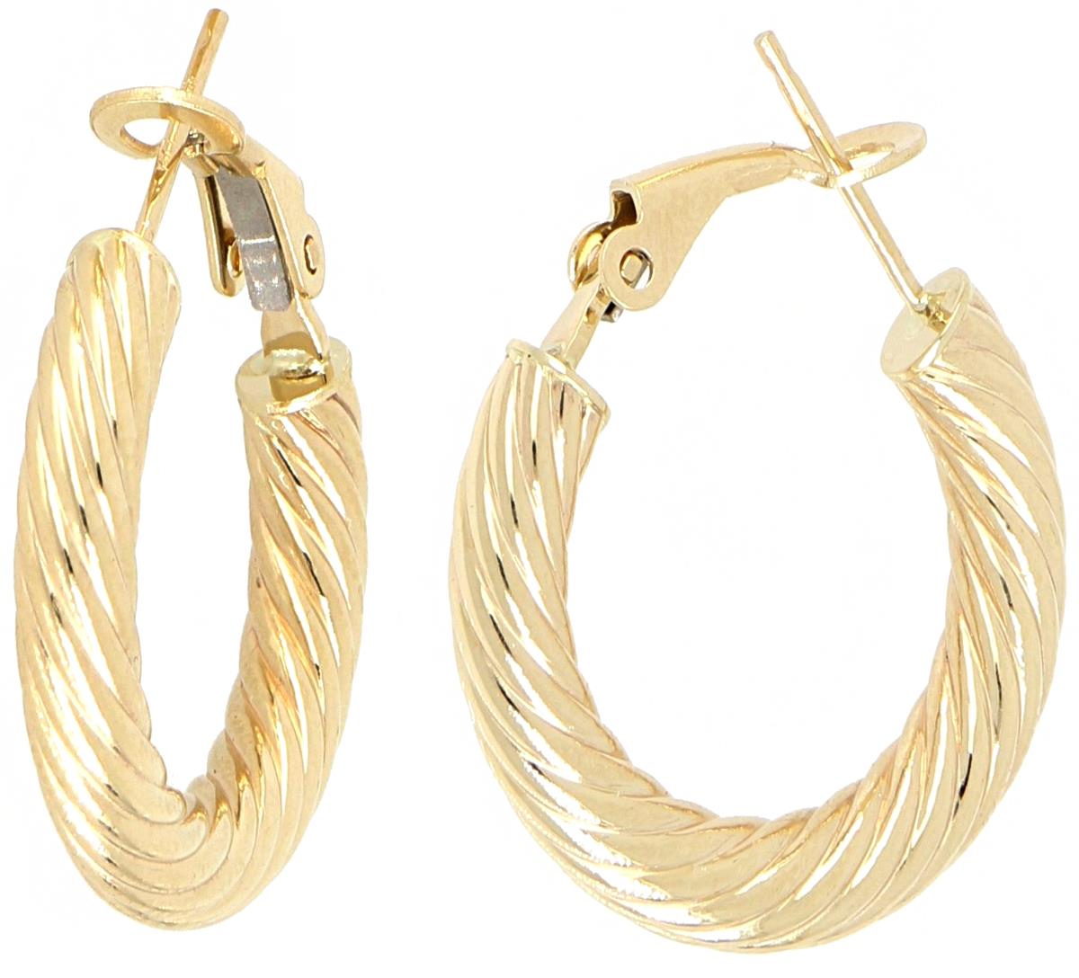 14K Yellow Gold Textured Rope Hoop Earring