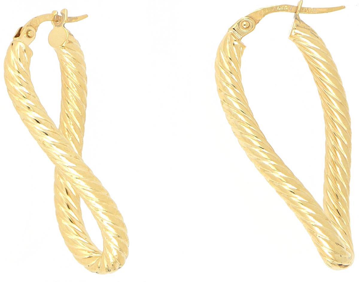 10K Yellow Gold Textured Twisted Hoop Earring