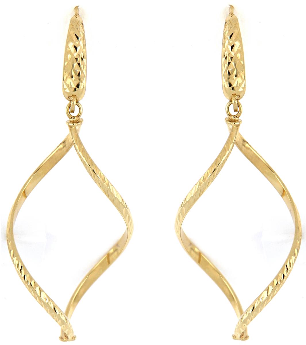 10K Yellow Gold Twisted Textured Dangling Earring