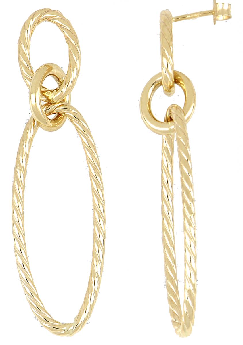 14K Yellow Gold Textured Dangling Earring