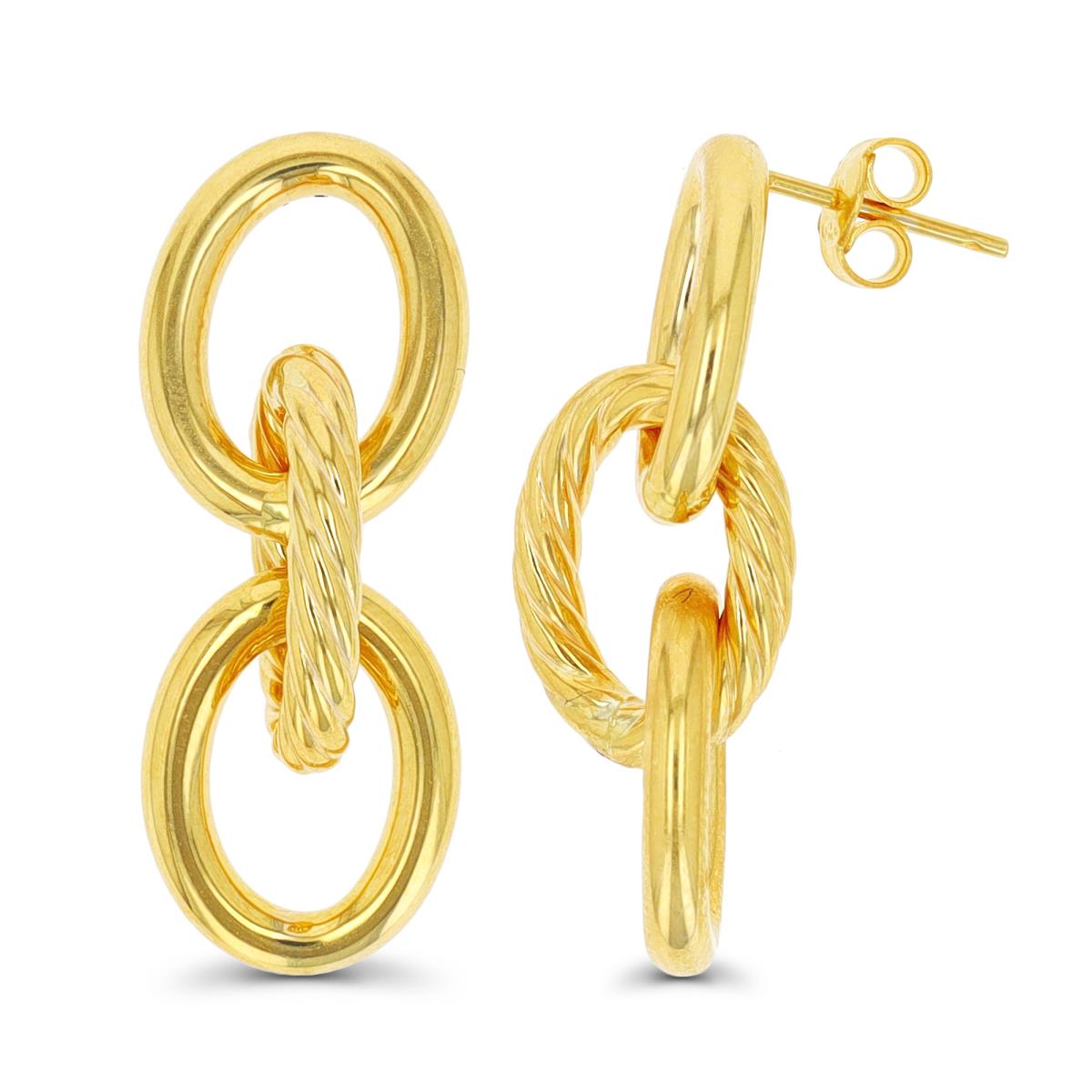 10K Yellow Gold Chain Polished & Textured Dangling Earring