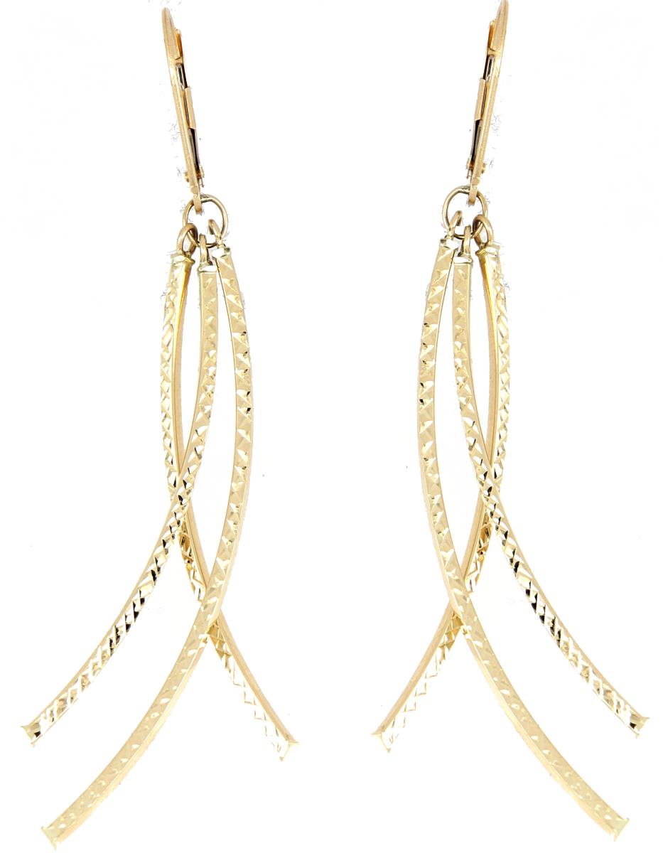 10K Yellow Gold Textured Dangling Earring