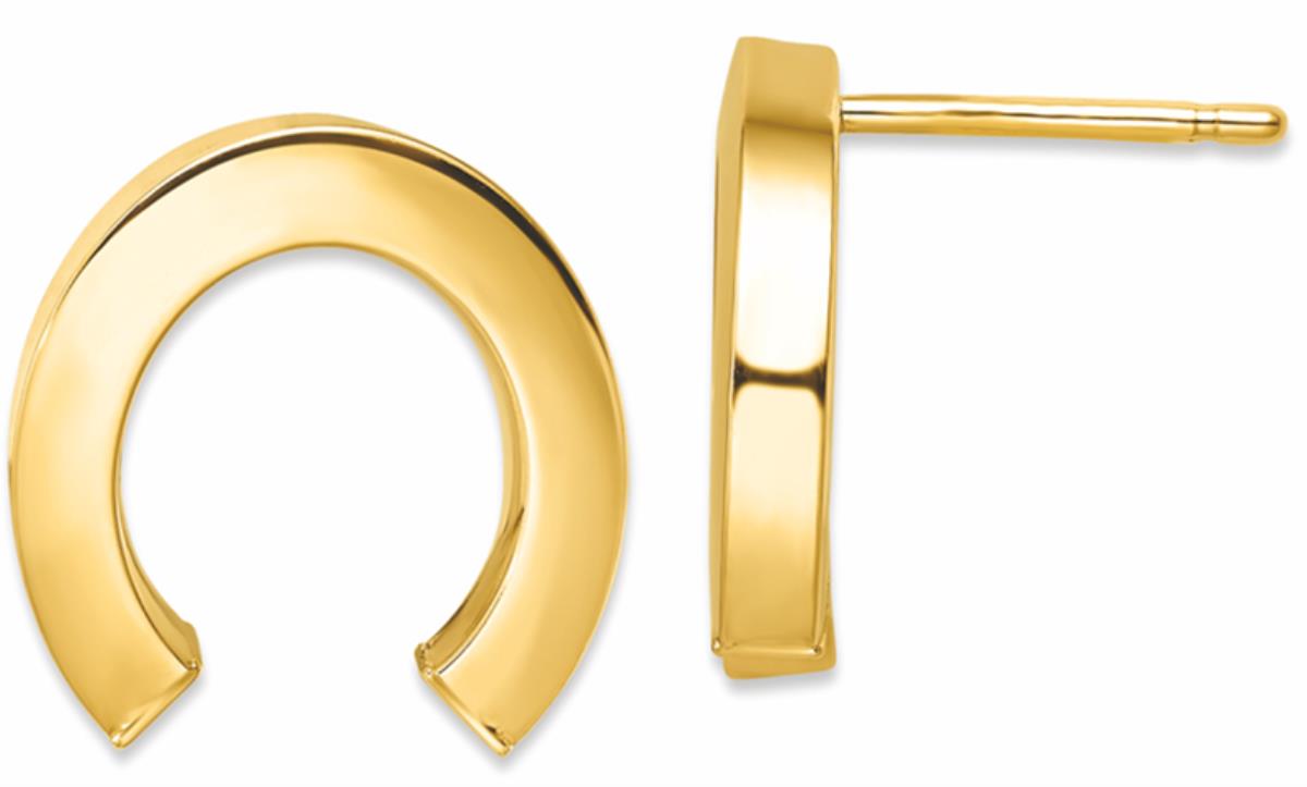 10k Yellow Gold Polished Horseshoe Stud Earring