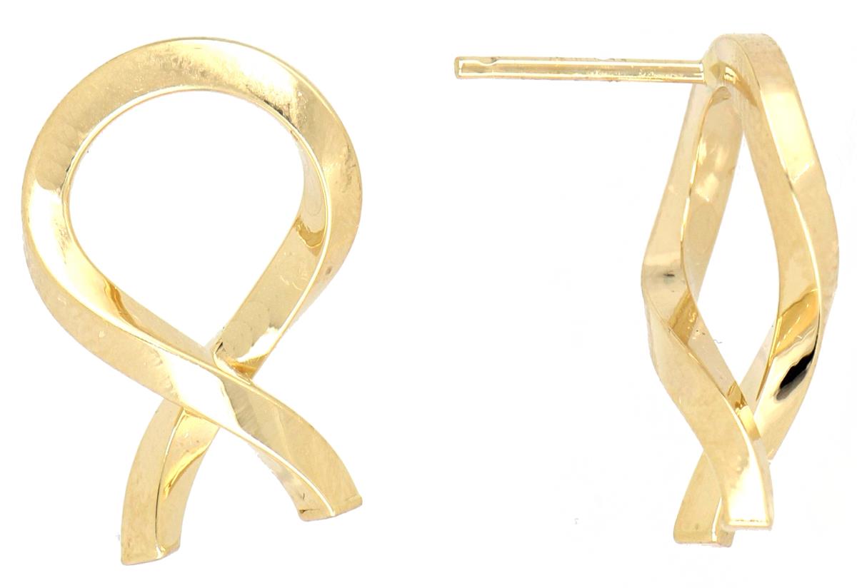 14K Yellow Gold Polished Bow Stud Earring