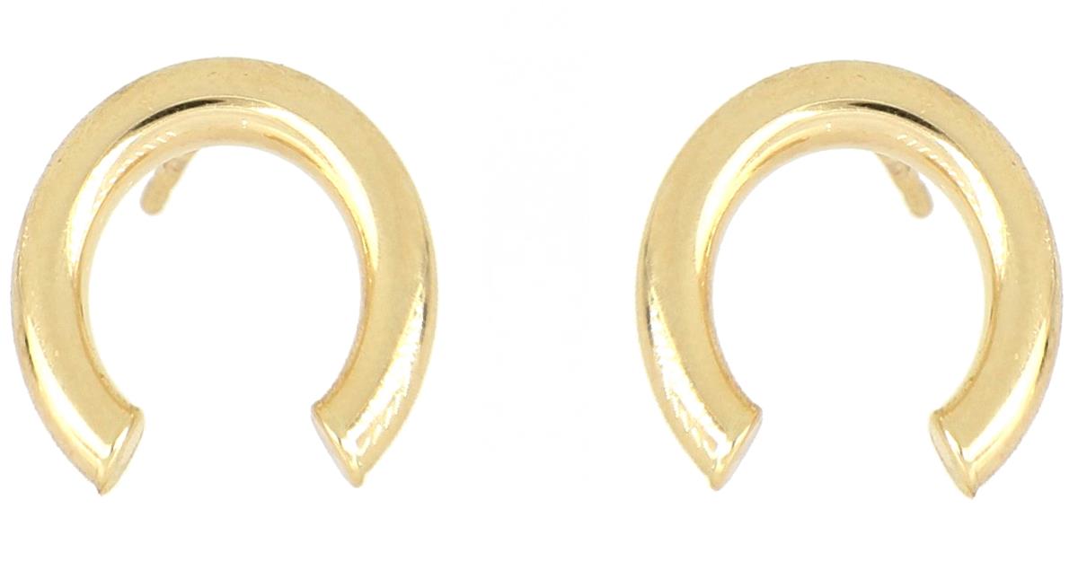 10K Yellow Gold Horseshoes Polished Stud Earring