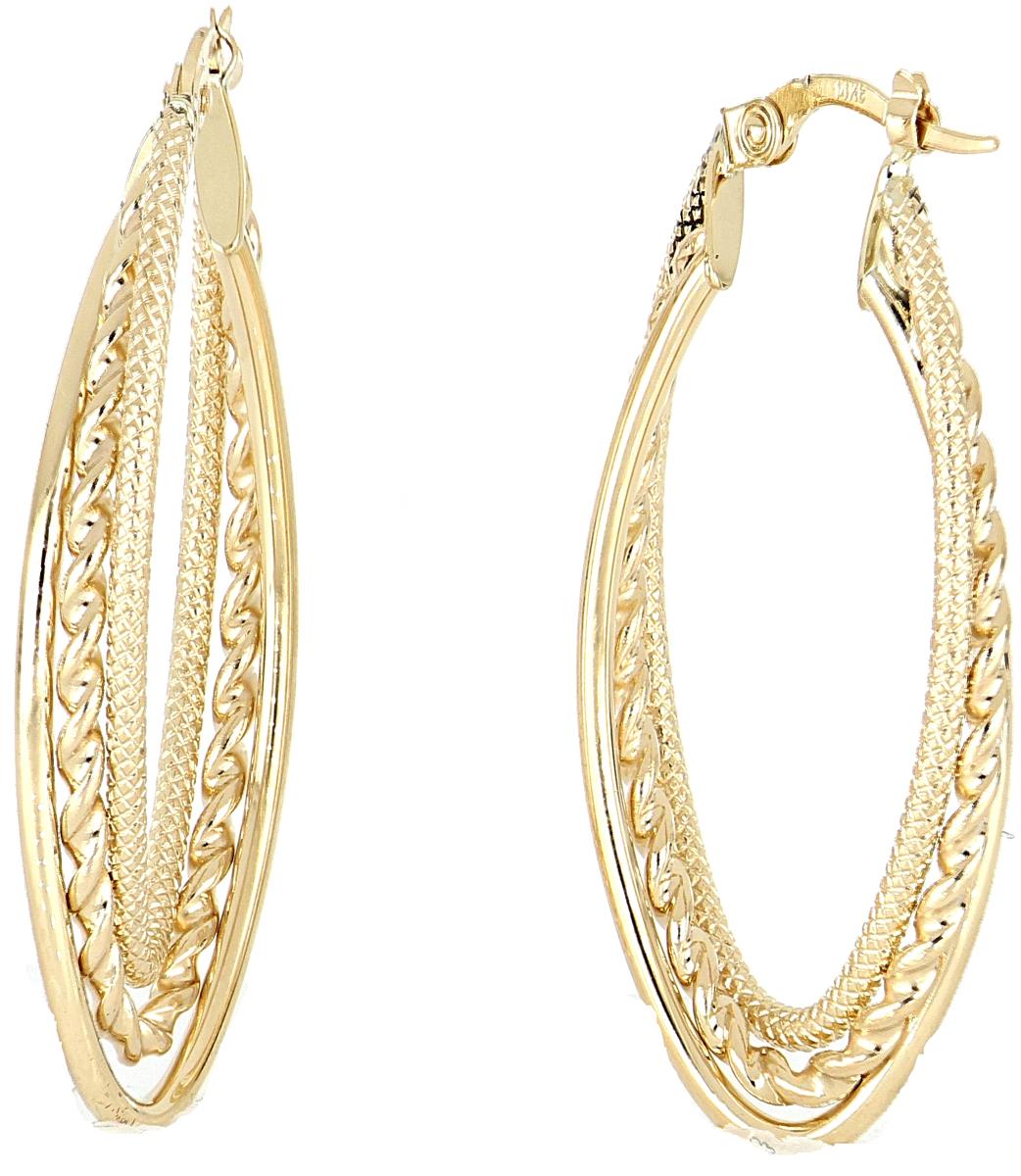 10K Yellow Gold Textured Snap Bar Hoop Earring